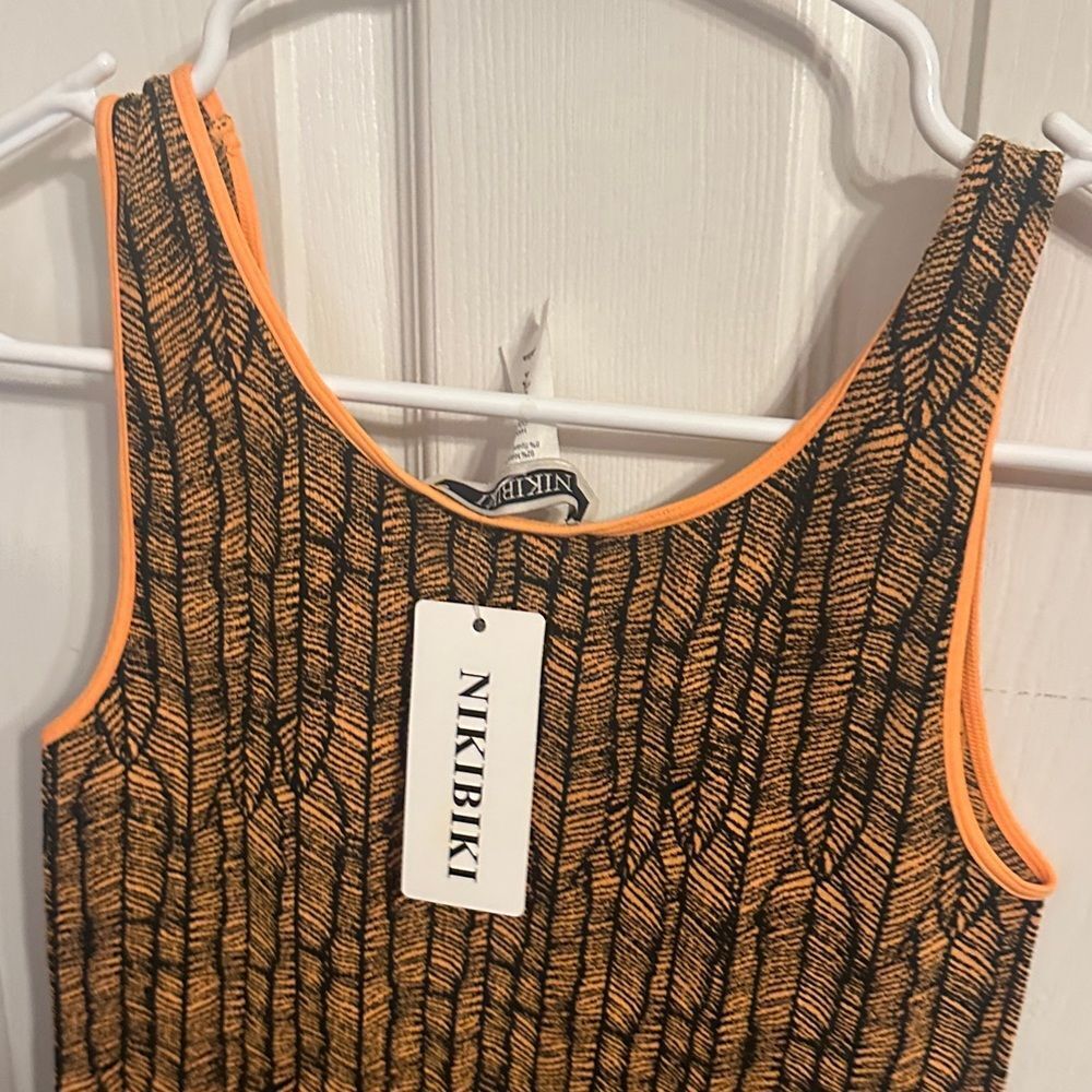 Niki Biki Orange and Black Patterned Tank Top - Picture 5 of 6